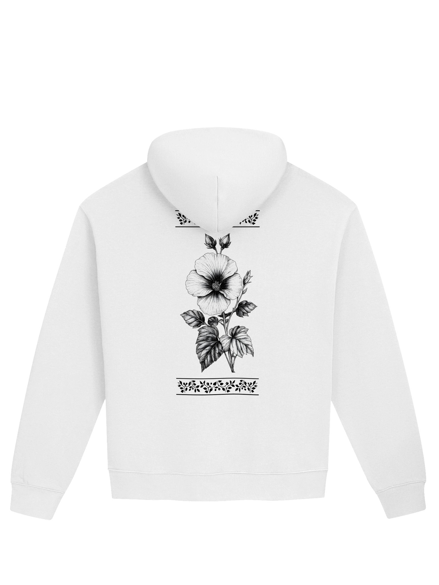 Monochrome Gothic Flower Hoodie — Pure Black Floral Hoodie product image (1)