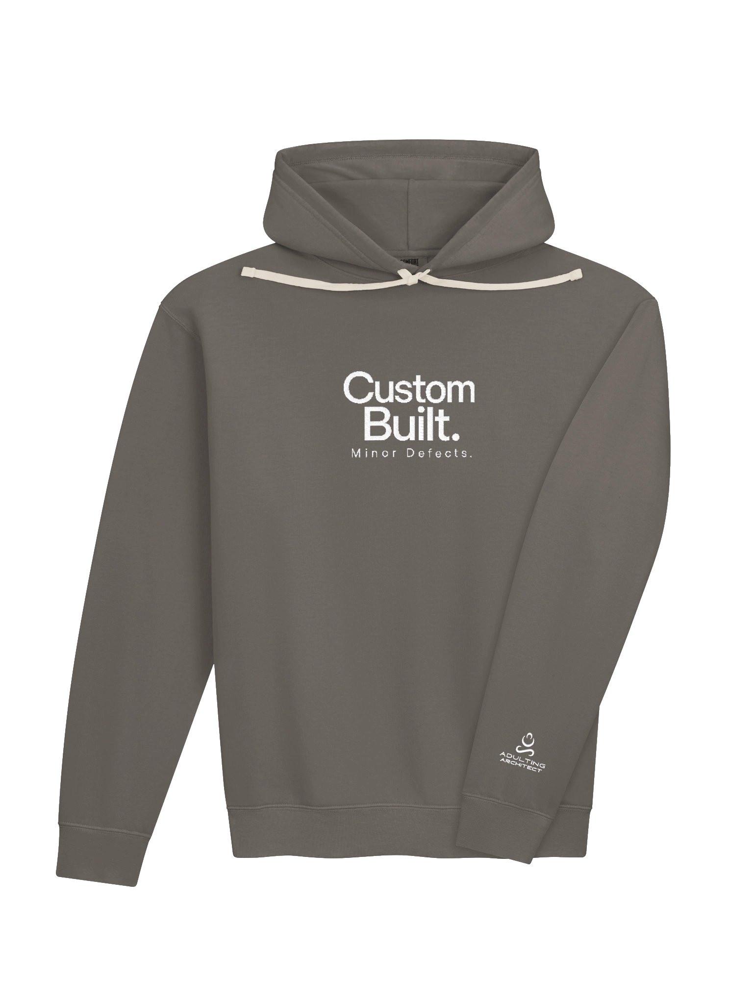 “Custom Built. Minor Defects.” — Unisex Garment-Dyed Fleece Hoodie product image (3)