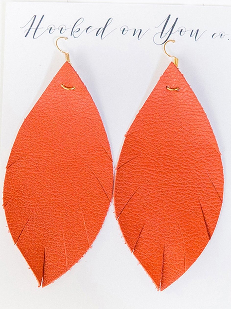 Orange Leather Earrings product image (2)