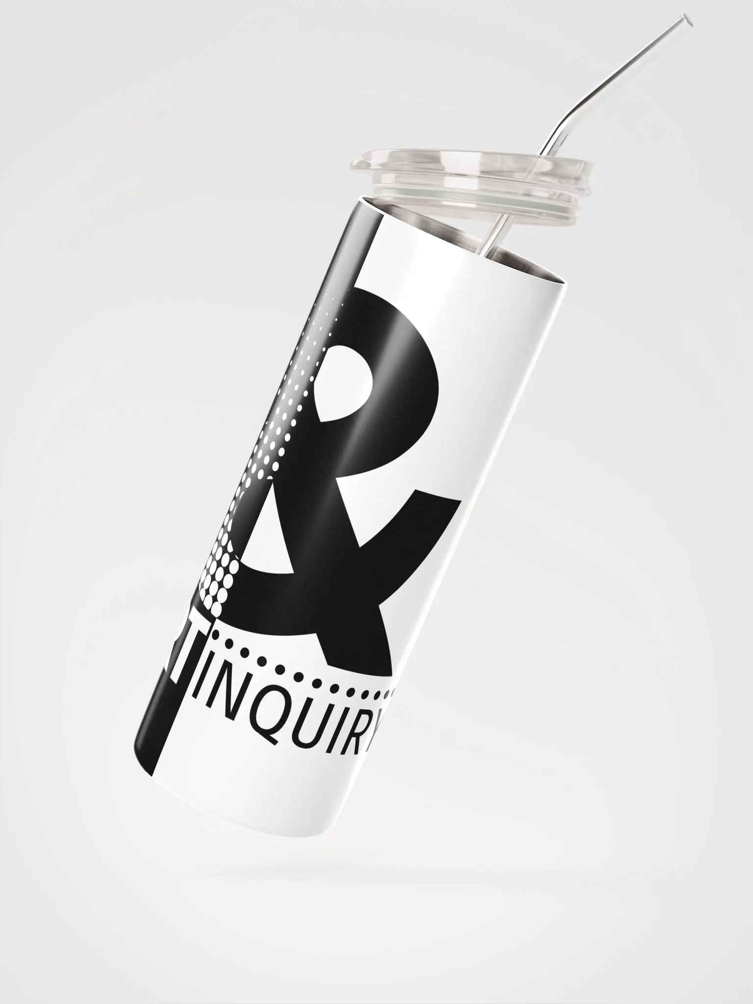 Art & Inquiry Stainless Steel Tumbler with Straw [B&W] product image (1)