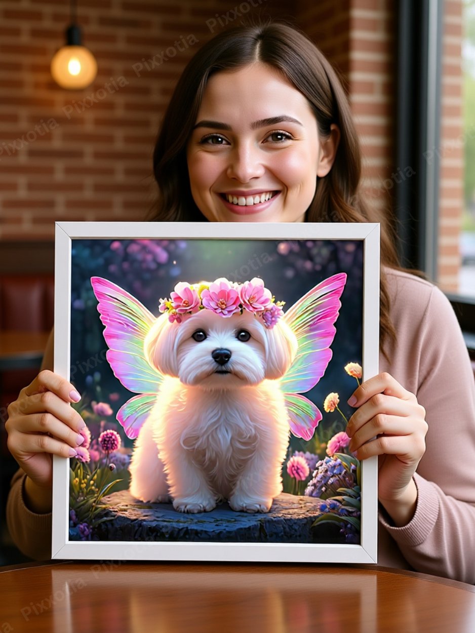 Custom Pet Portrait with Fairy Wings and Flower Crown | Digital Pet Gift product image (4)