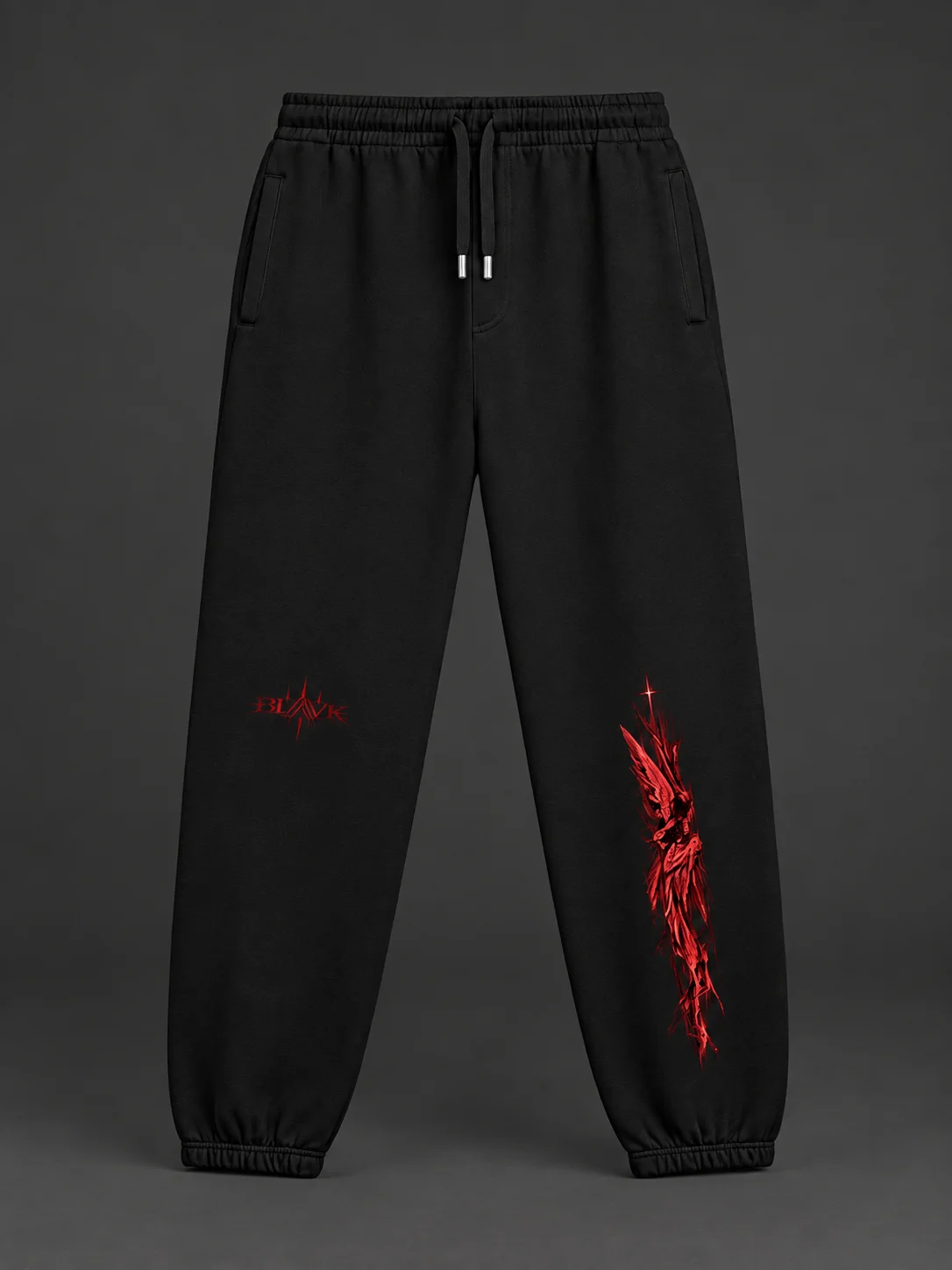 BLAVK NOCTURNE Angel Graphic Joggers — Black / Red product image (2)