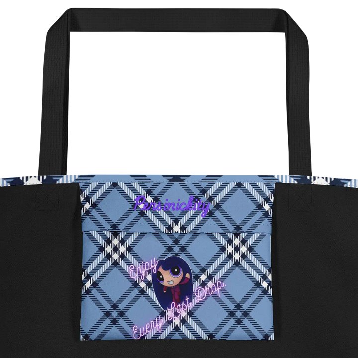 Pizza Love Tote Bag - Light Blue Plaid product image (2)