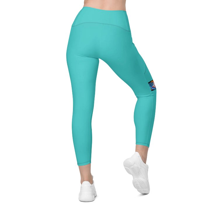 Leggings w pockets small logo turquoise product image (2)