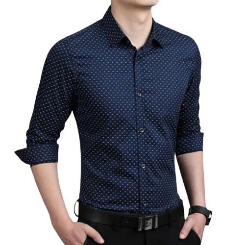 Brand Fashion Male Shirt Long-Sleeves Tops Polka Dot Printing Mens Dress Shirts Slim Men Shirt Plus Size M-5XL FGT product image (1)