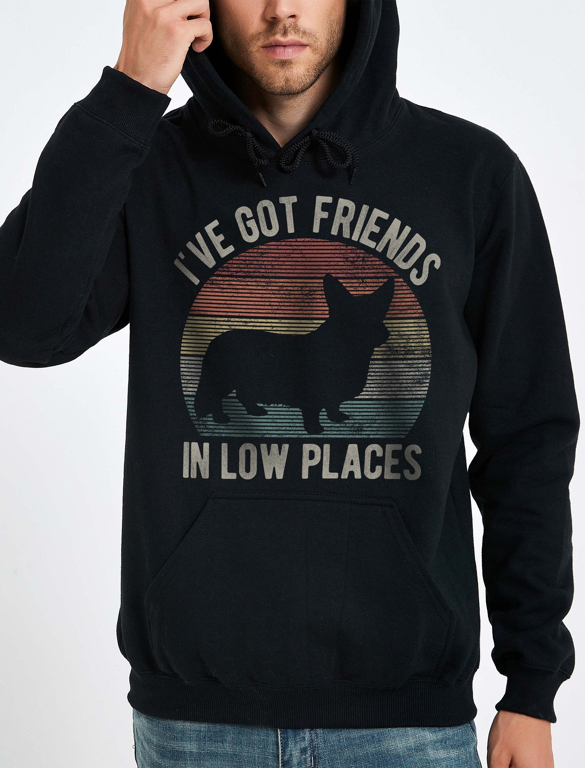 I've Got Friends in Low Places Cardigan Welsh Corgi Hooded Sweatshirt | Funny Hoodie for Corgi Paw-rents product image (11)