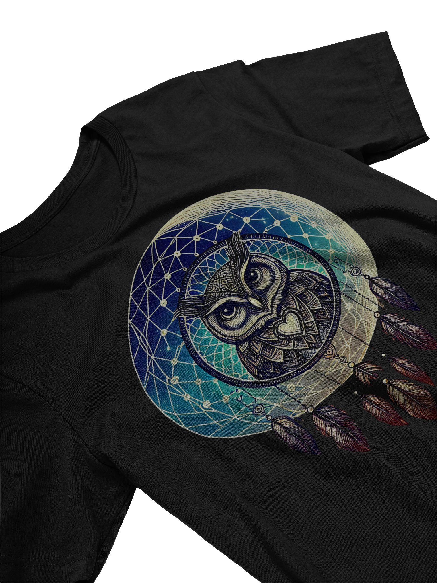 🌙 Lunar Owl Dreamcatcher T-Shirt – Mystical Moon & Feathers Design | Celestial Boho Spirit Animal Tee product image (4)