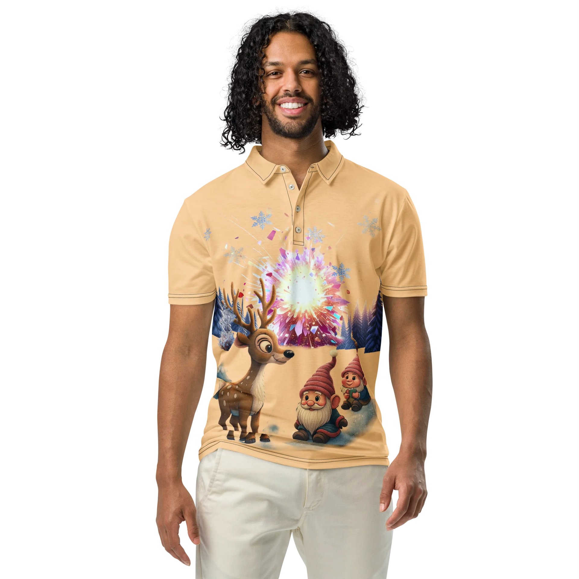 Winter Wonderland Reindeer Men's Polo Shirt product image (3)