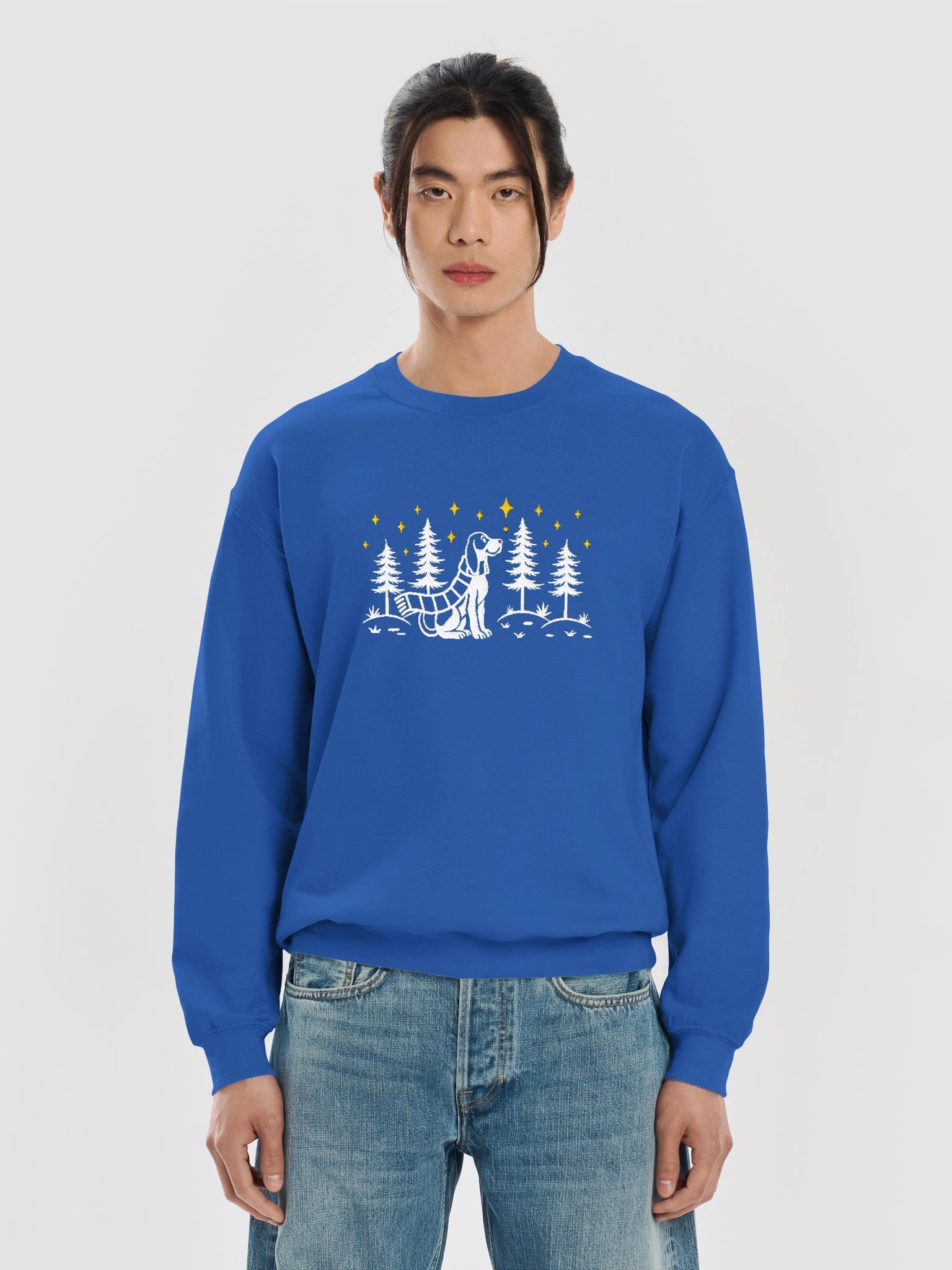 Treeing Walker Coonhound Winter/Christmas Line Art Design Embroidered Sweatshirt product image (37)