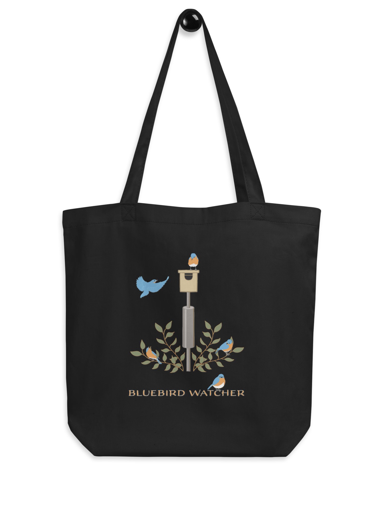"Bluebird Watcher" Organic Cotton Tote in Black product image (2)