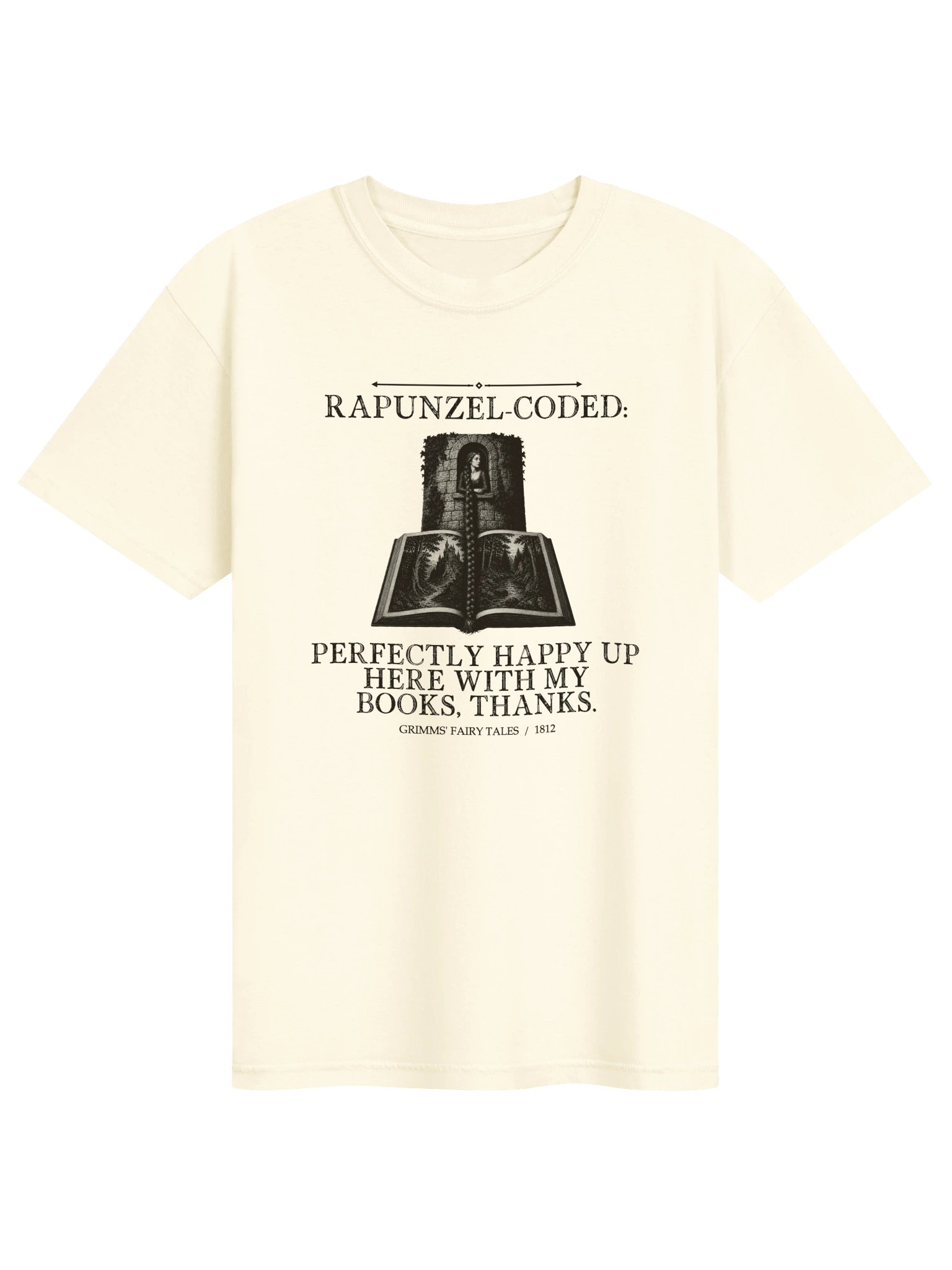 Rapunzel Coded Perfectly Happy Up Here With -- Grimms Fairy Tales Tee (Light) product image (1)