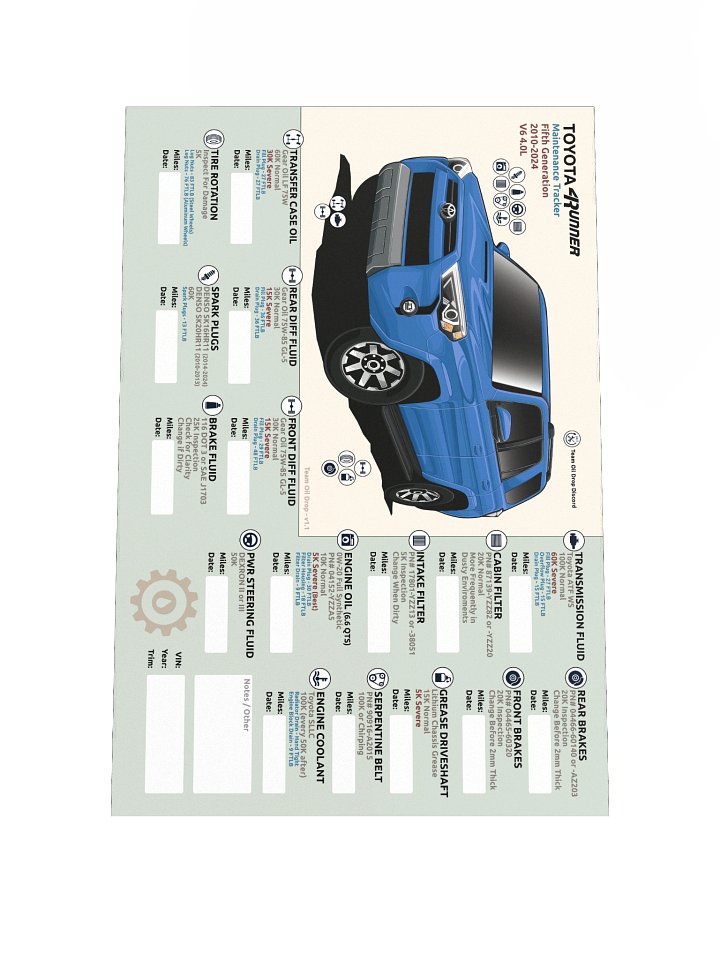 5th GEN 4Runner MAINTENANCE TRACKER V1.1 - Cavalry product image (2)