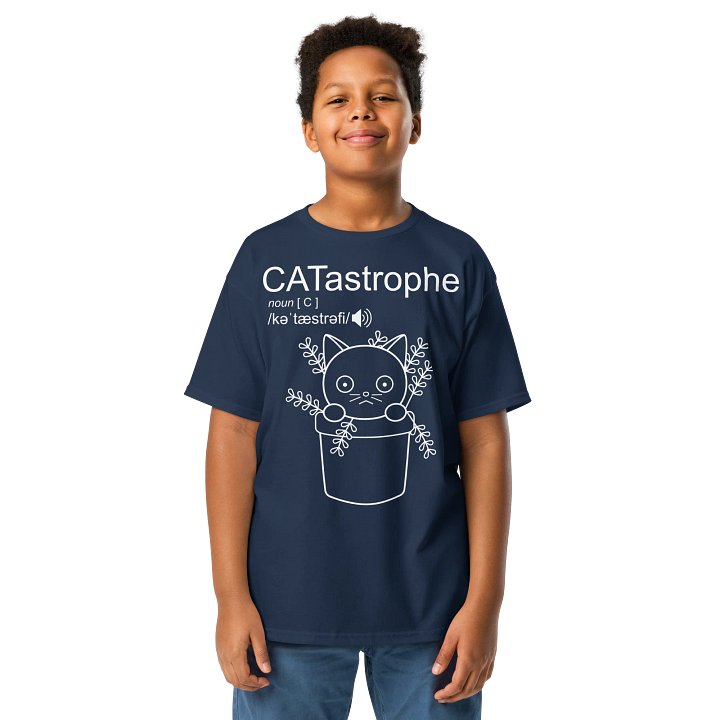 CATastrophe (Cat in Plant Pot) - Unisex Youth Heavyweight T-shirt product image (1)