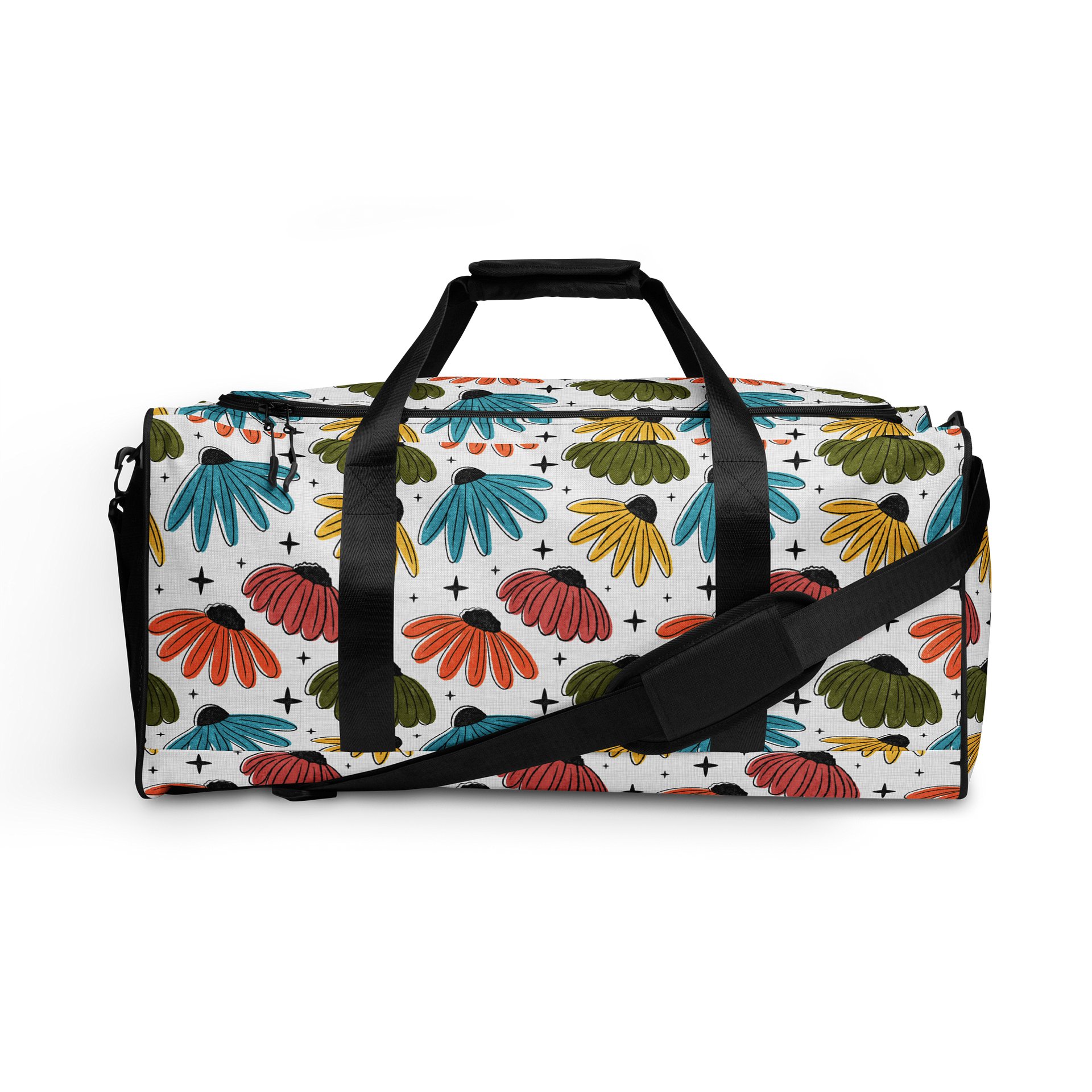 Retro Halftone Coneflowers Duffel Bag product image (1)