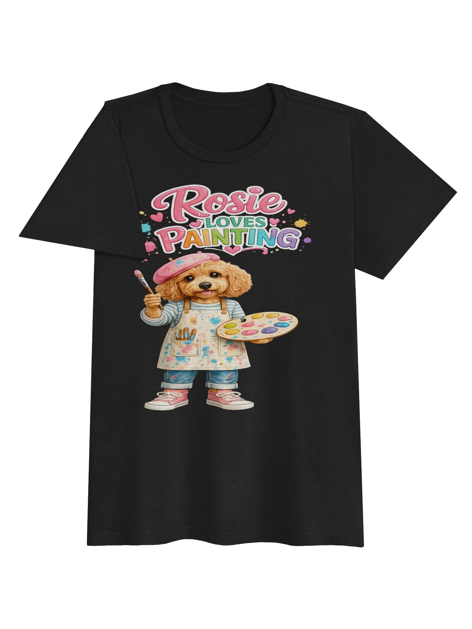 Rosie Loves Painting Cute Dog Adult Tee product image (3)
