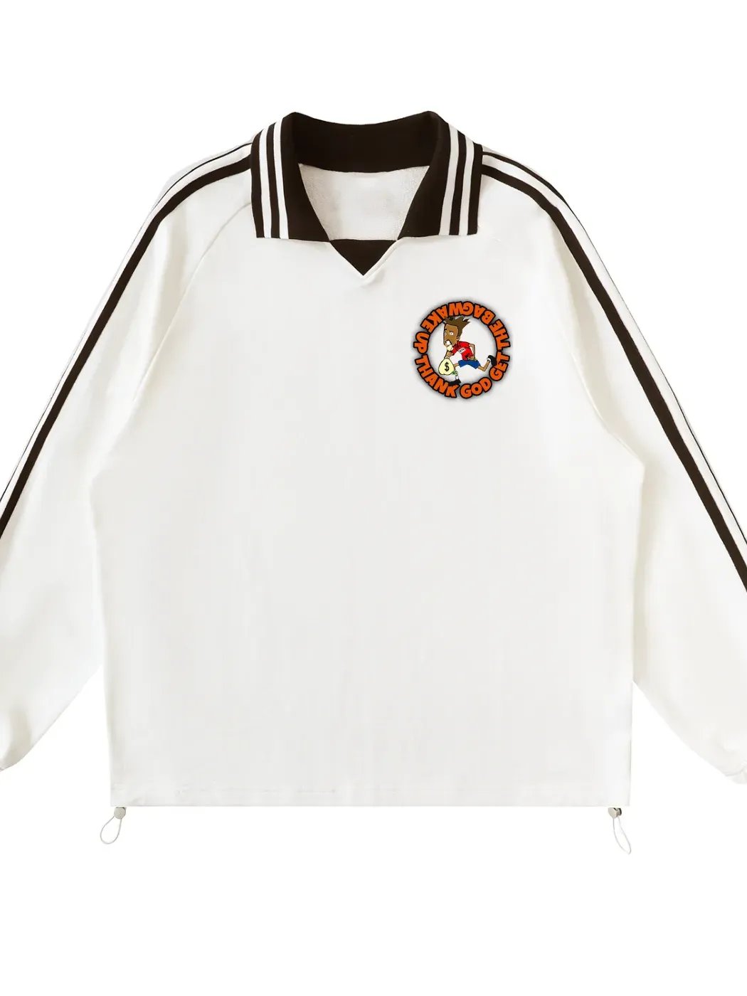 GET THE BAG Contrast Striped Lapel Collar Sweatshirt product image (5)