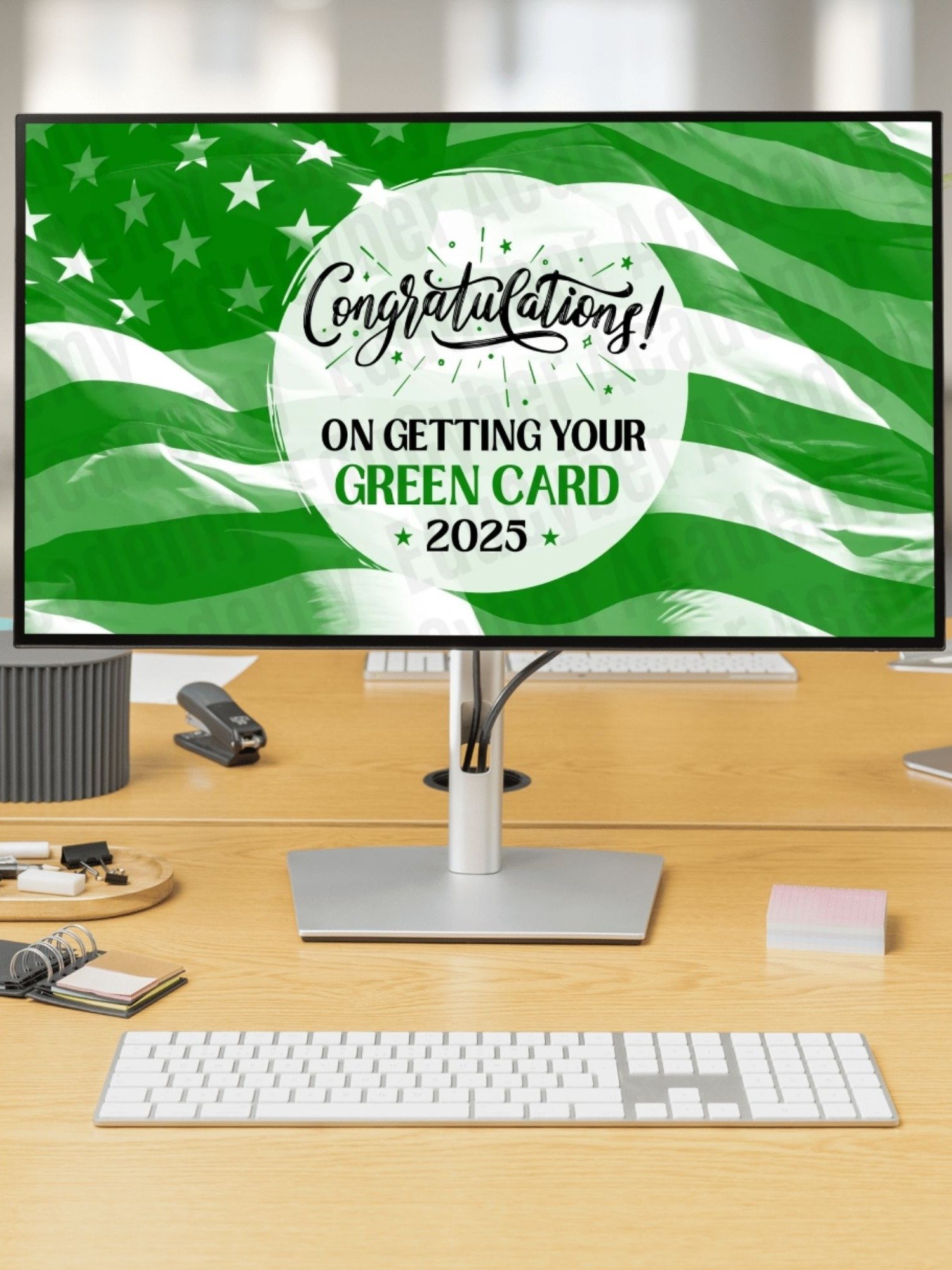 US Permanent Resident Frame TV Art Congratulations Green Card Renewal Celebration Desktop & Laptop Greencard Wallpaper Background product image (3)