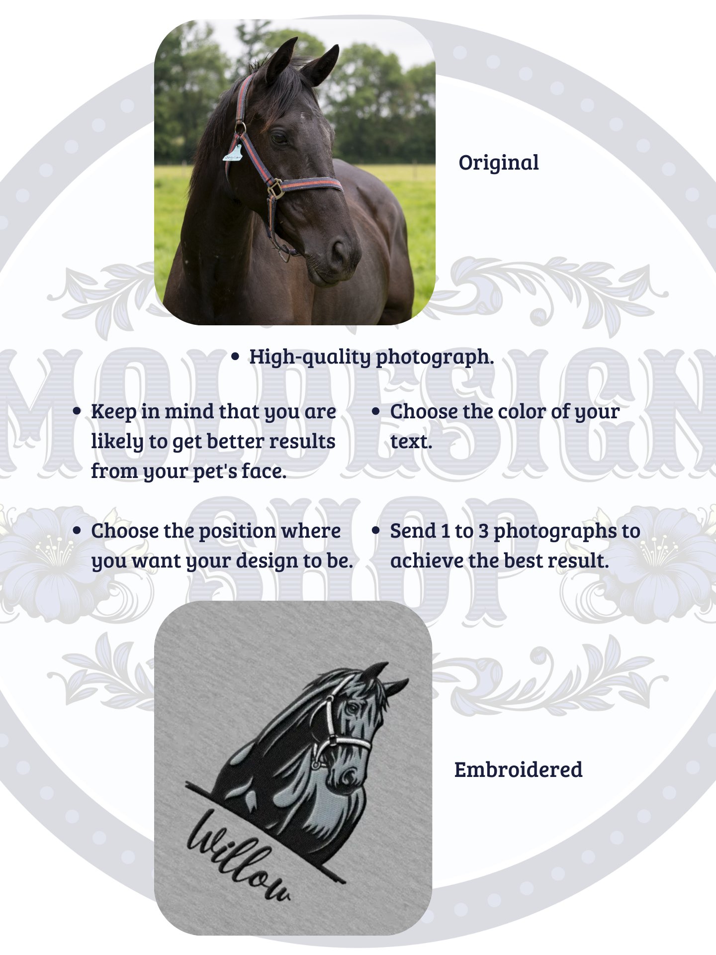 YOUR HORSE! / SWEATSHIRT WITH PERSONALIZED NAME / EMBROIDERED product image (5)