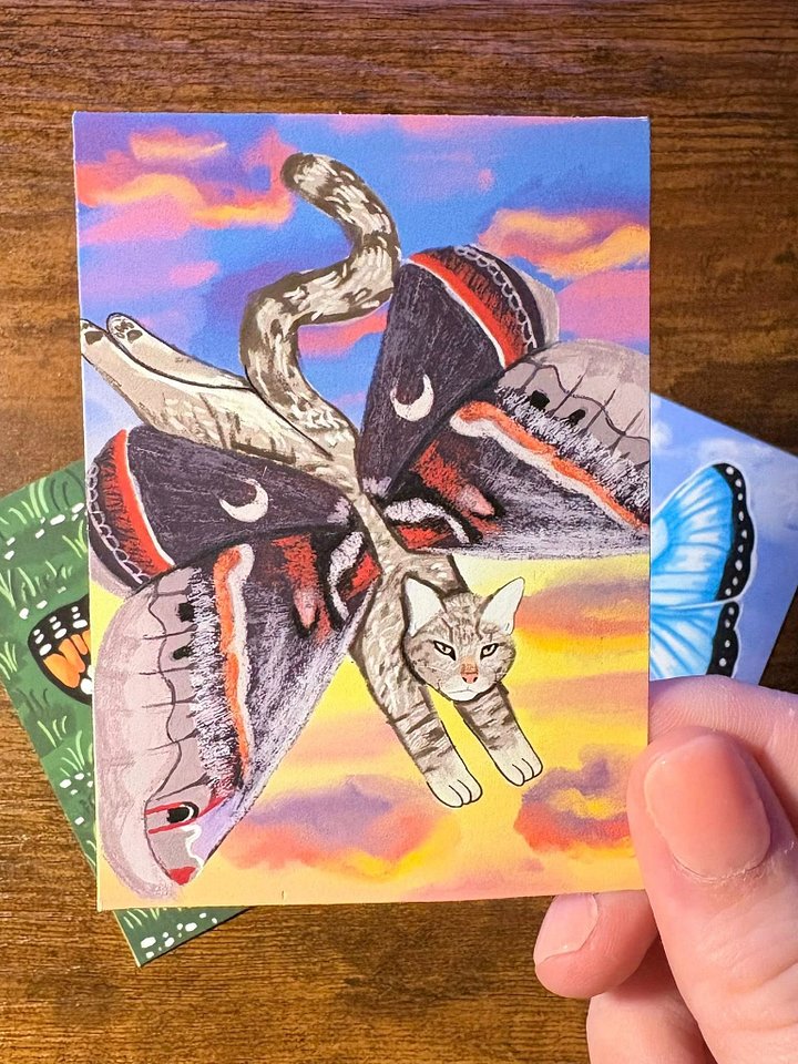 Tabby Cat With Wings ACEO Print product image (1)