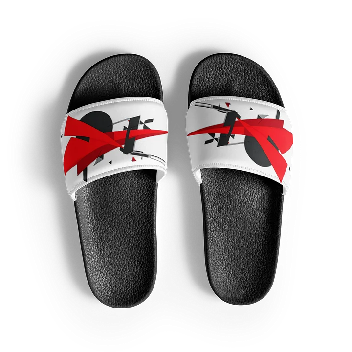 Abstract Red Bolt – White & Black Man Slide Sandals product image (2)