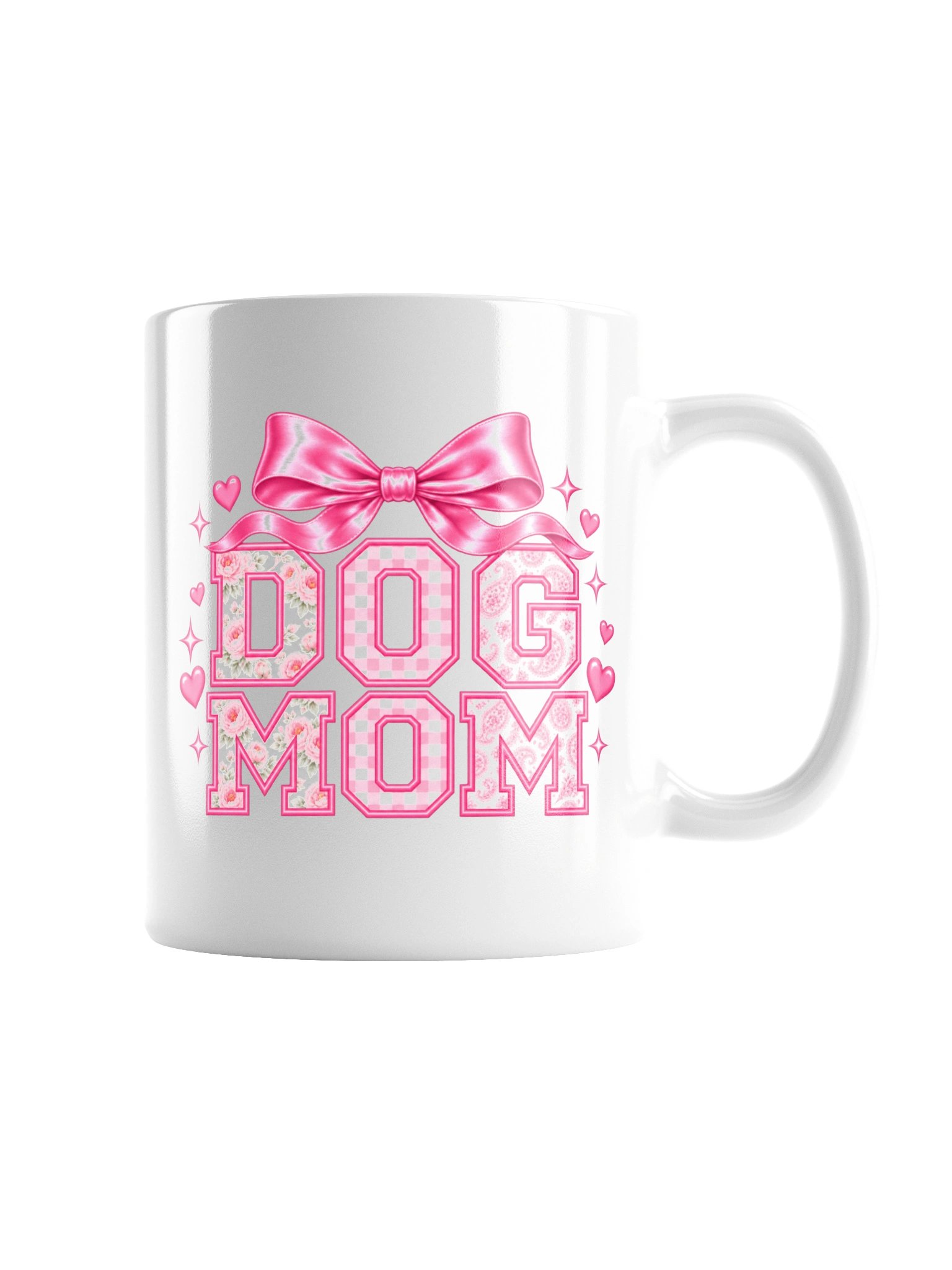 Coquette Dog Mom Mug | Pink Bow Floral Varsity Dog Mom Cup product image (5)