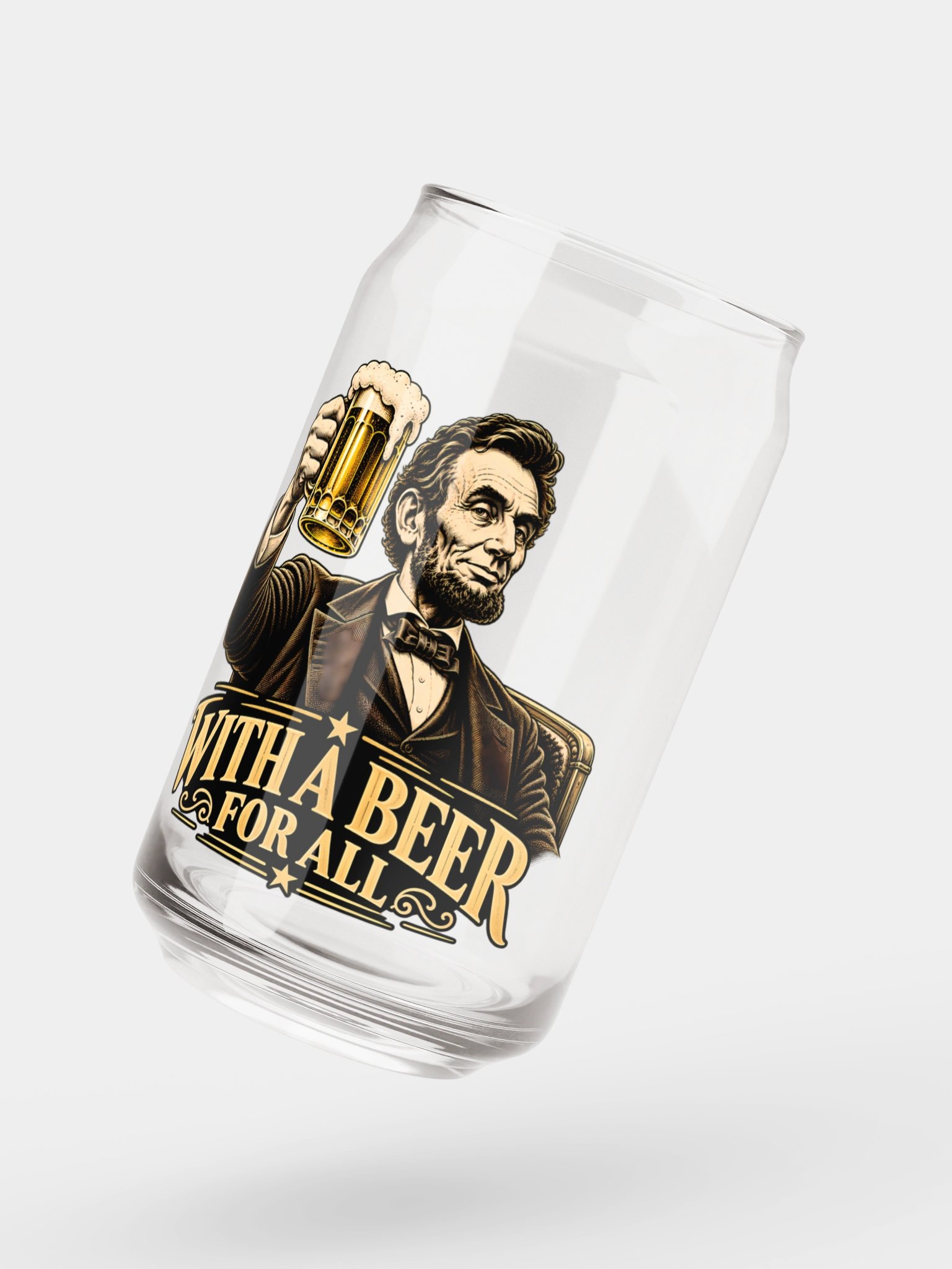 Abraham Lincoln “With a Beer for All” Beer Can Glass product image (6)