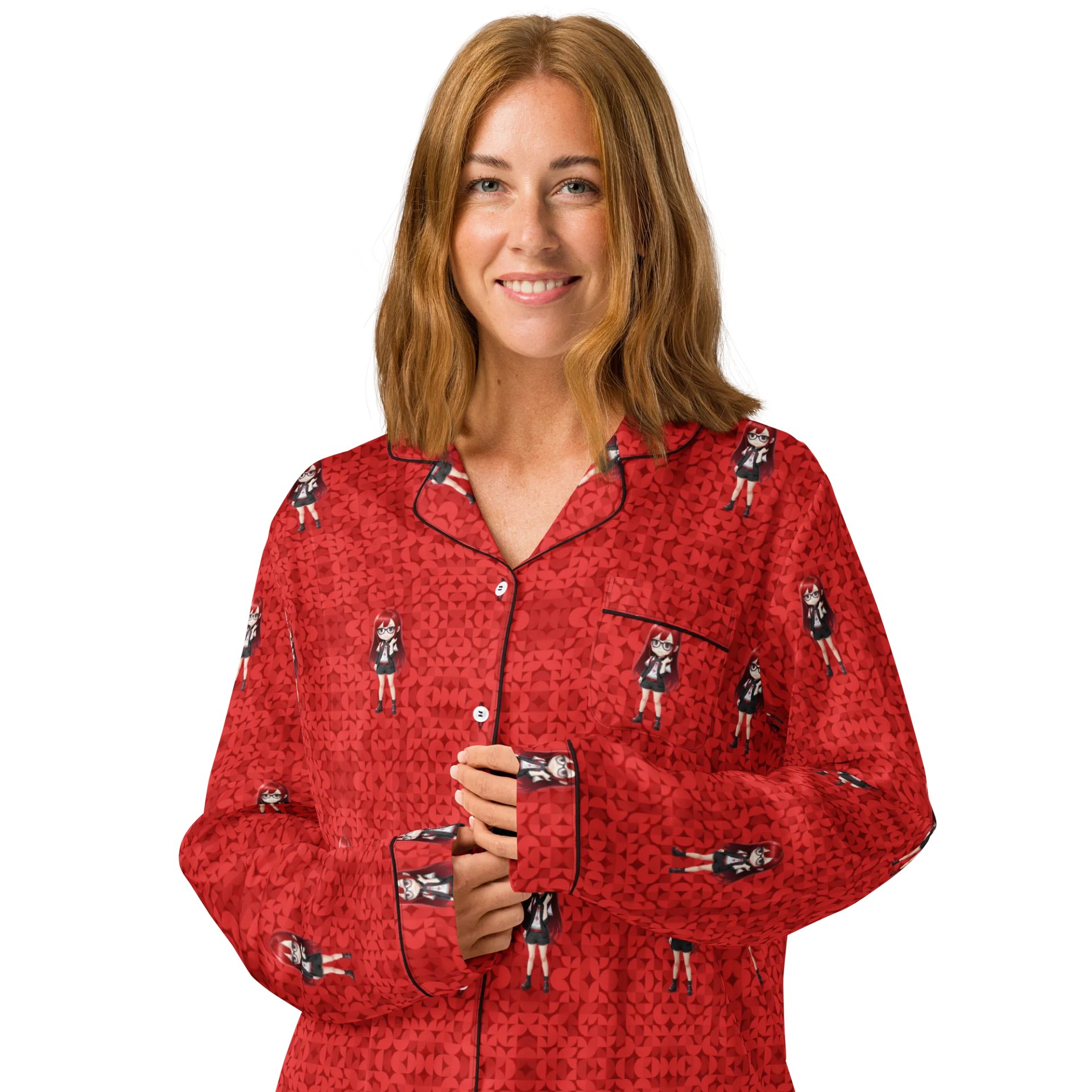 (Red CHIBI) K Women's Long Sleeve Pajama Top product image (3)