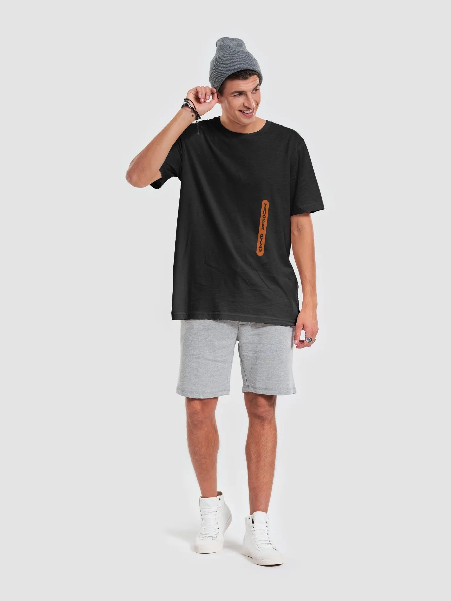 Trucker Dylan Cut Out Vertical Orange Logo T-Shirt - Dark product image (2)