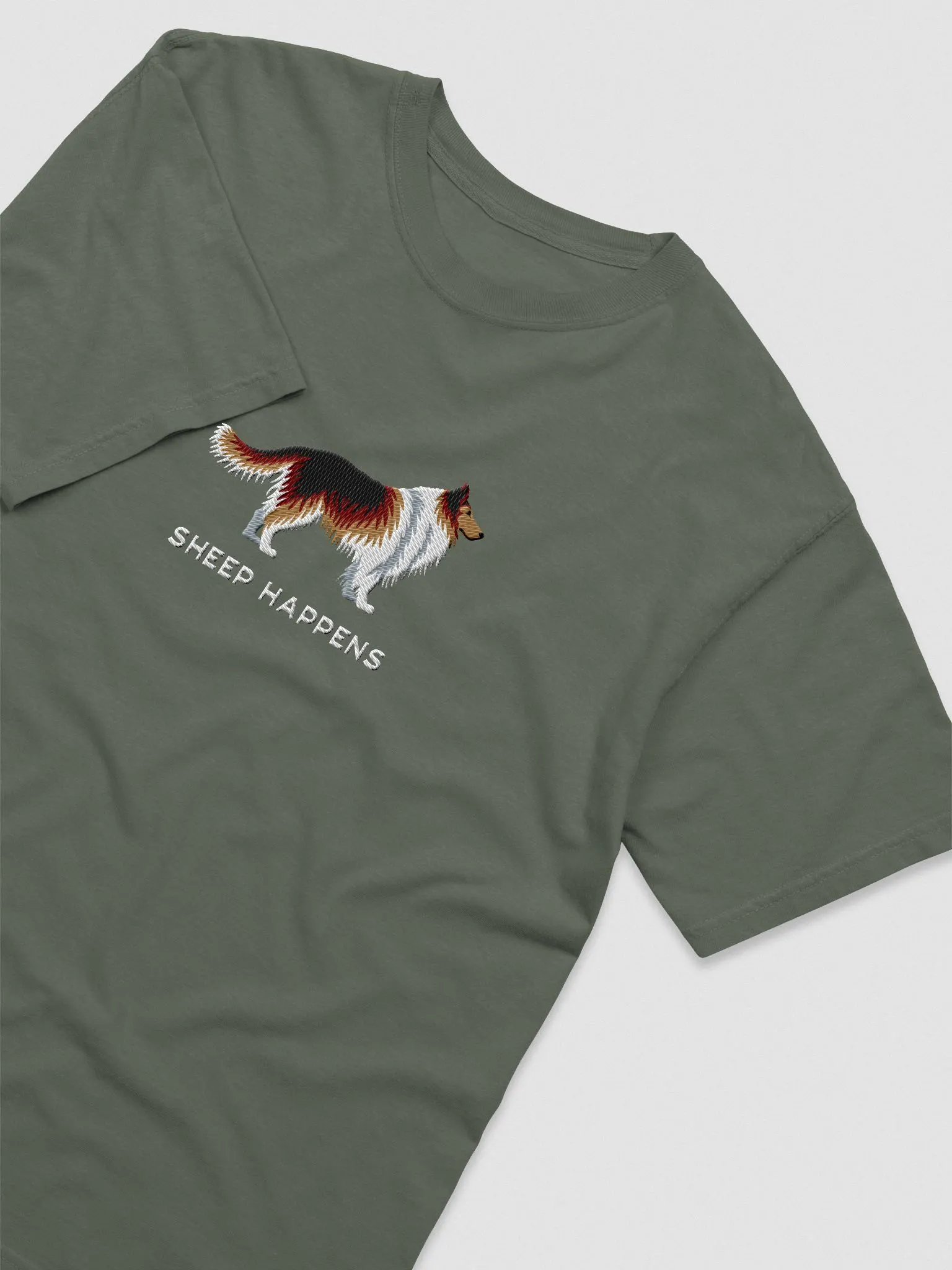 Sheep Happens T-Shirt(Embroidered) of a Shetland Sheepdog(Sable) product image (6)