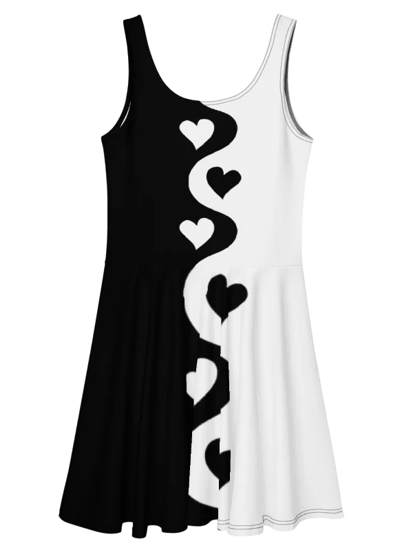 Split Half and Half Hearts Dress | Black and White product image (7)