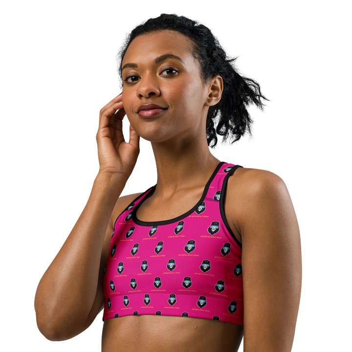 Synthsquatch Fitness Bigfoot Monogram Logo All-Over Print Sports Bra (Neon Pink) product image (2)