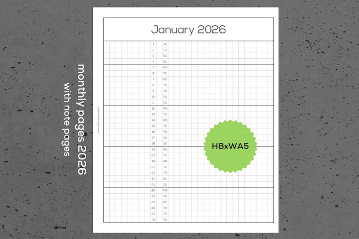 months with note pages - HBxWA5 - 2026 (1.12) product image (1)