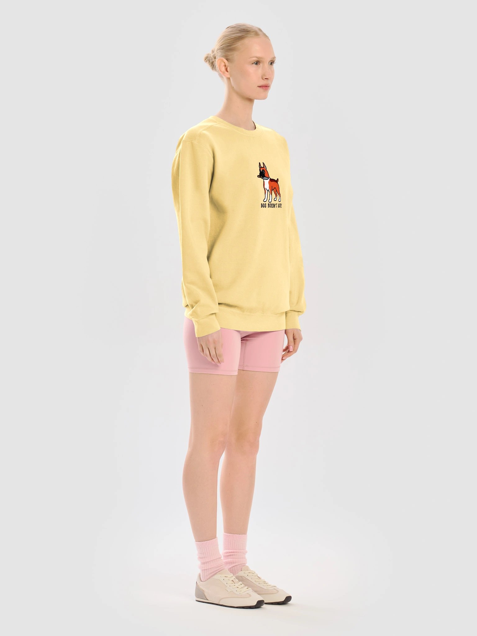 Dog Doesn't Bite Funny Chibi-Style Embroidered Premium Sweatshirt for Boxer(Red, Cropped Ears) Owners product image (47)
