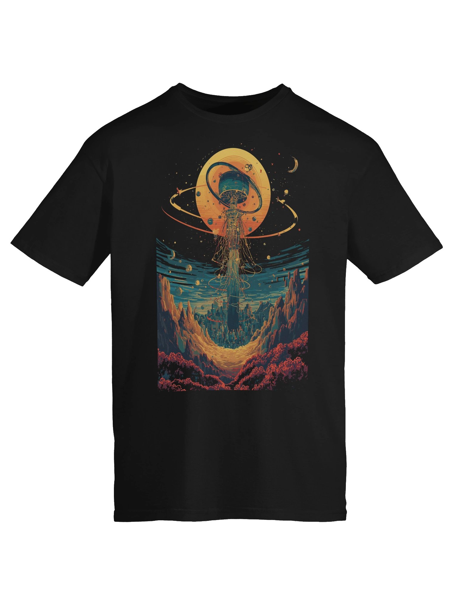 Cosmic Tower Retro-Futurist T-Shirt product image (4)