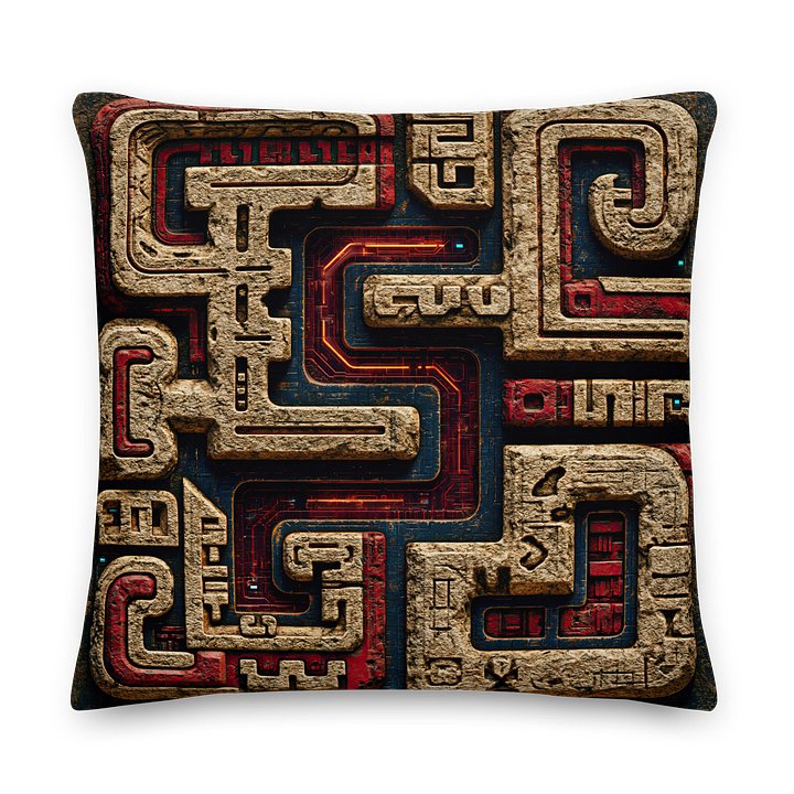Dormant Signal Grid I — Ancient Tech Glyph Cushion Cover 22x22 product image (1)