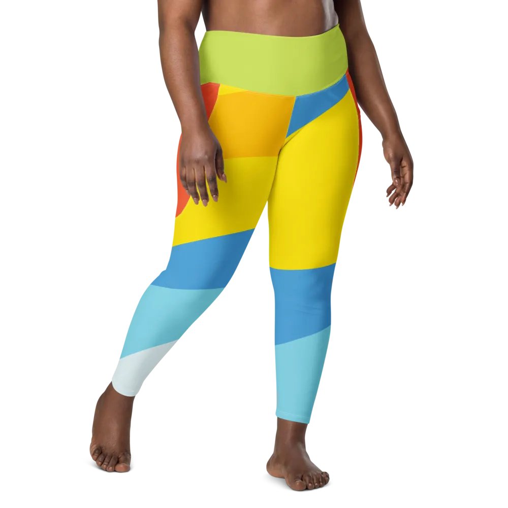 All-Over Yellow/Orange/Aqua Geometric Leggings product image (1)