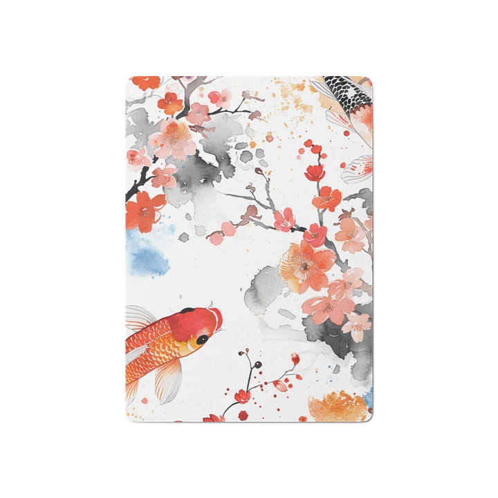 Japanese Koi Fish Playing Cards | Watercolor Sumi-e Floral Cherry Blossom Deck product image (2)
