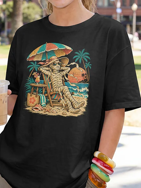 Mummy Beach Day — Monsters Off Duty Tee product image (3)