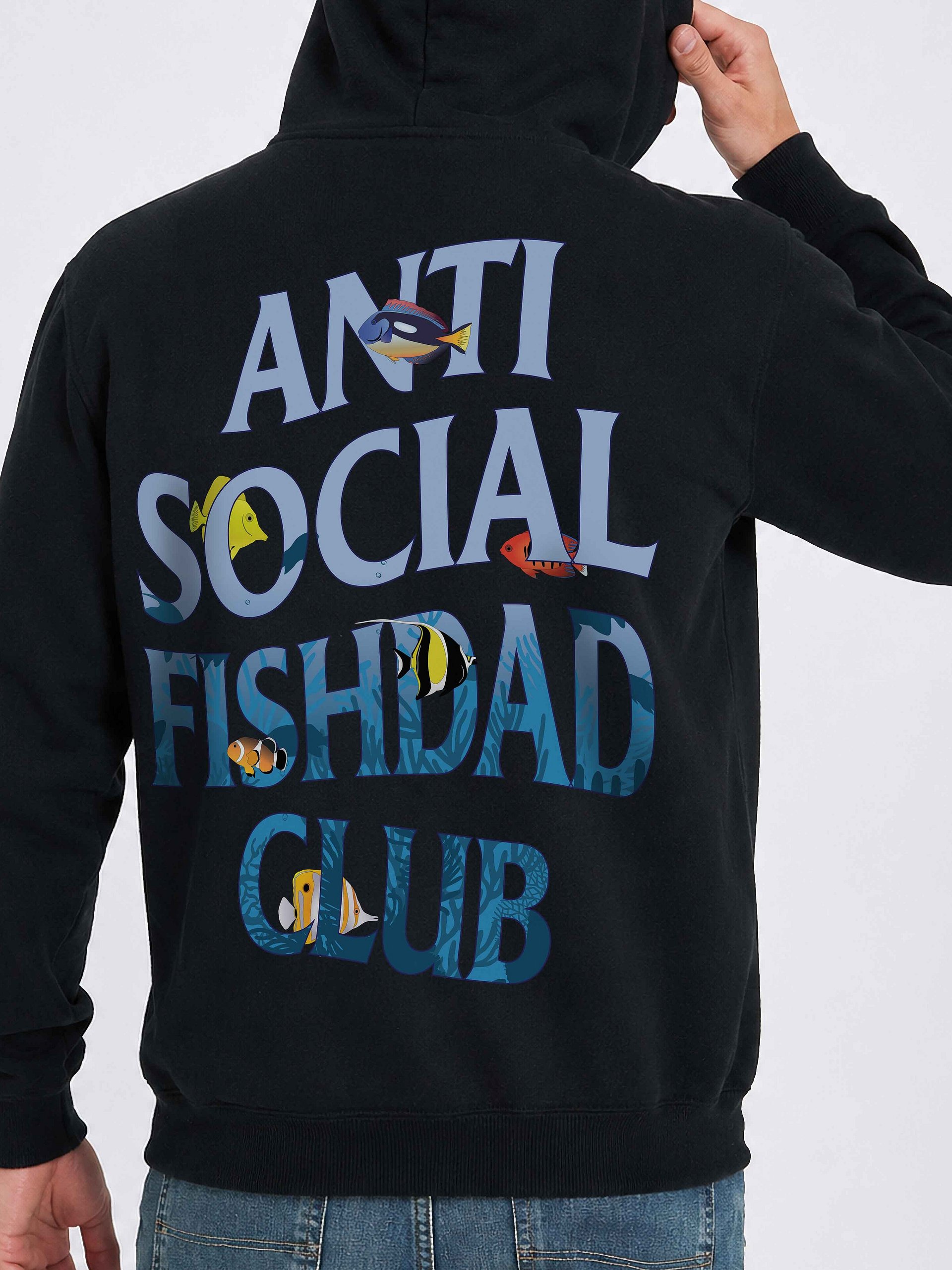Anti Social Fish Dad Hoodie – Funny Fishing Graphic hoodie for Introvert Anglers & Fishing Lovers product image (2)