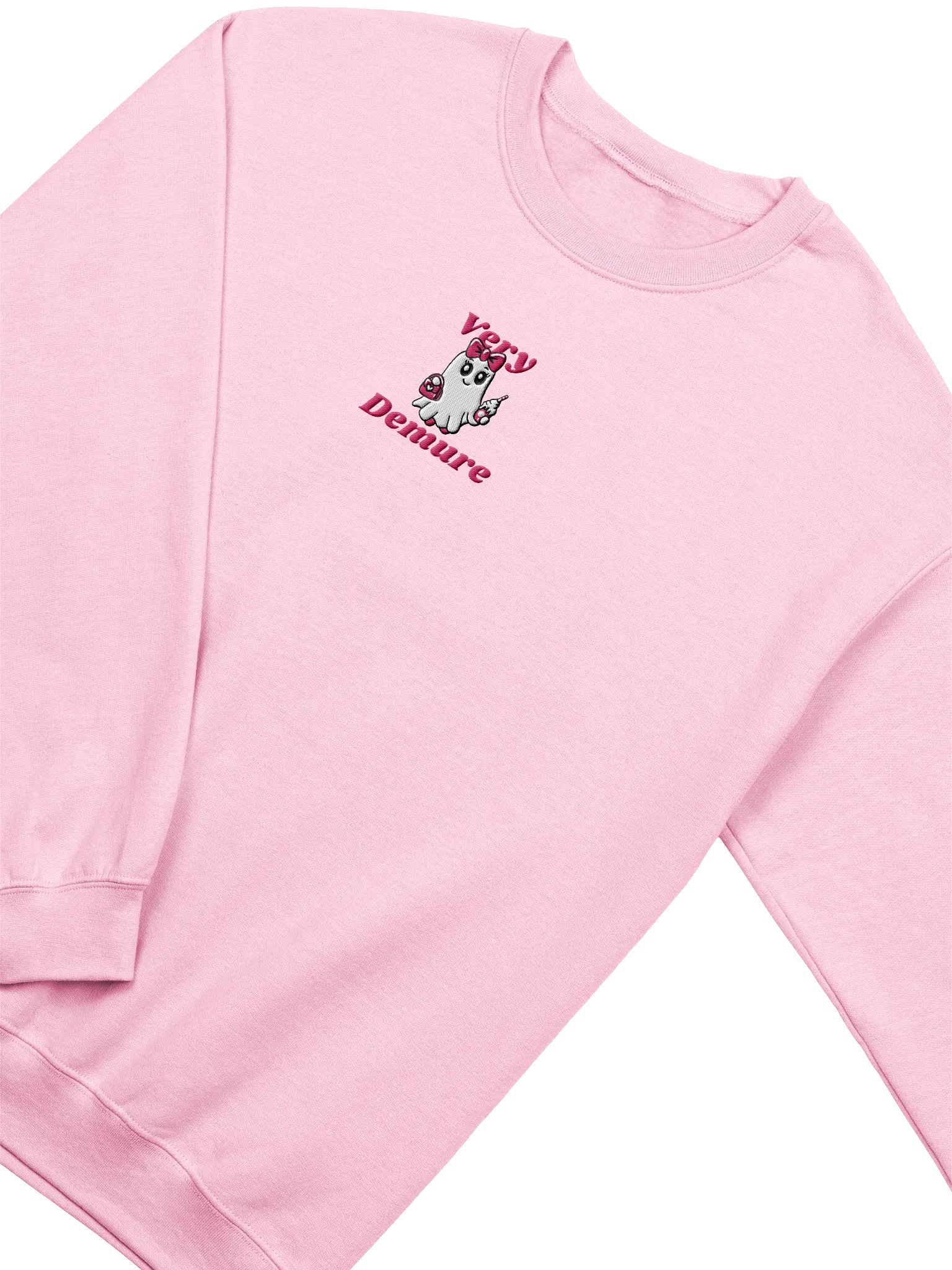 Very Demure Cute Ghost Embroidered Classic Crewneck Sweatshirt product image (2)