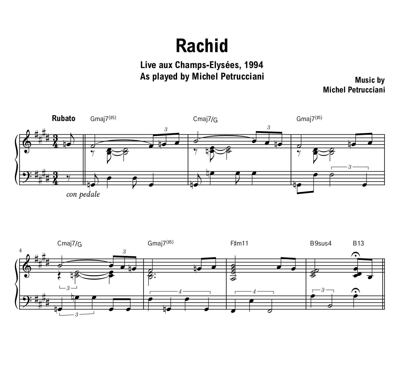 Michel Petrucciani - Rachid (Champs-Elysées) - Sheet music (PDF) product image (1)