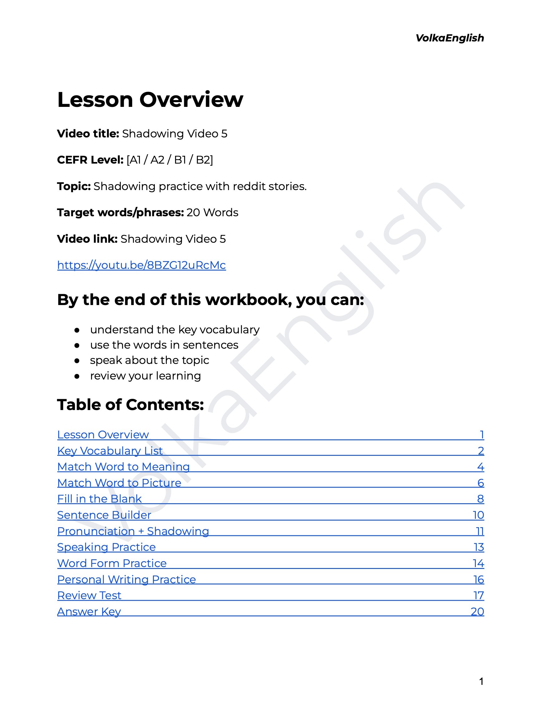 How to Start Thinking in English | A1-B2 Beginner Practice - Shadowing Video 5 Study Pack product image (2)