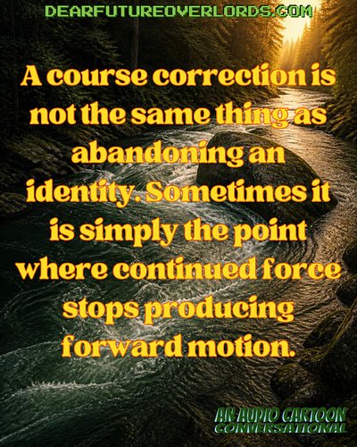 A course correction is not the same thing as abandoning an identity. Sometimes it is simply the point where continued force s...