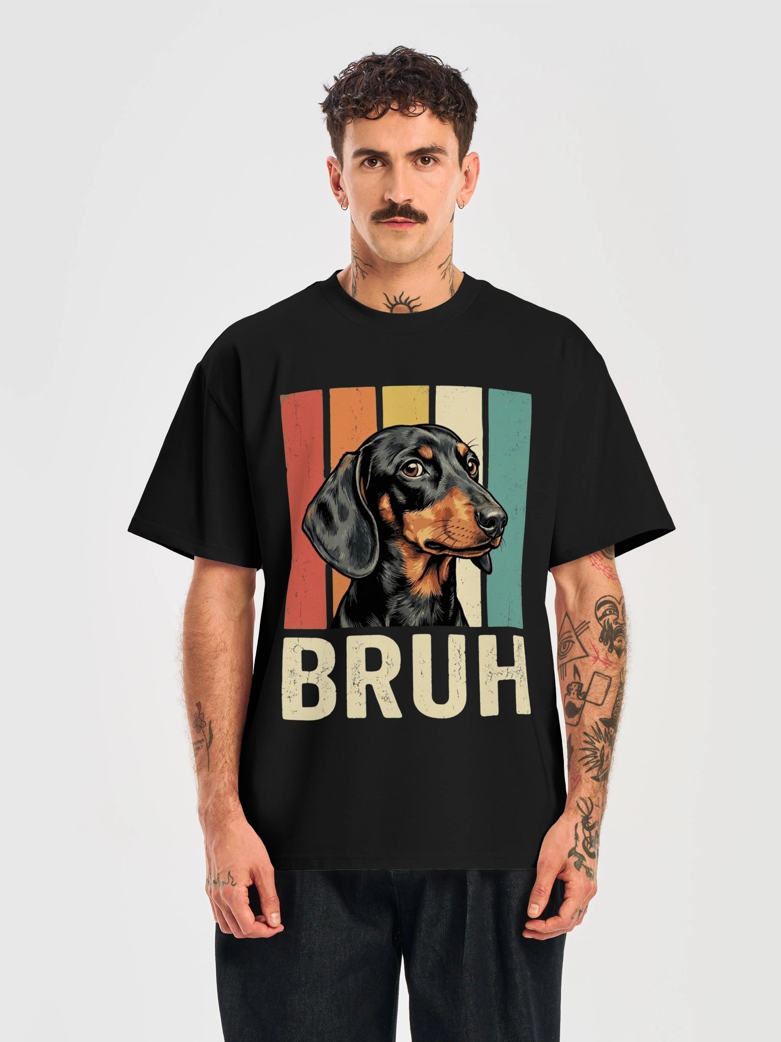 Funny Bruh Dachshund T-Shirt - Vintage Retro Wiener Dog Meme Graphic Tee product image (13)