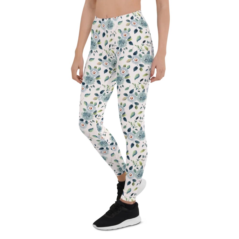 Blue Floral Pattern Womens Leggings product image (7)