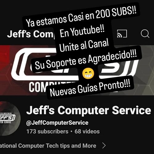 https://youtube.com/@jeffcomputerservice?si=-ORrTioqxPQjdbKt
Este el link para el canal ☝🏼