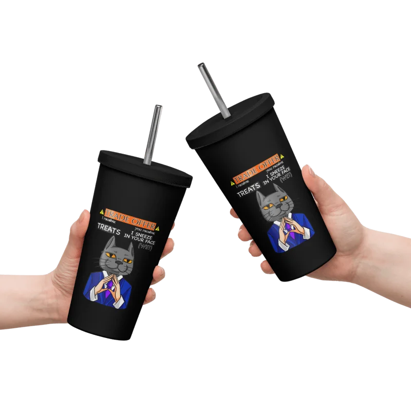 Trade Offer Human-Cat Meme Insulated Tumbler with a Straw - Multicolor product image (5)
