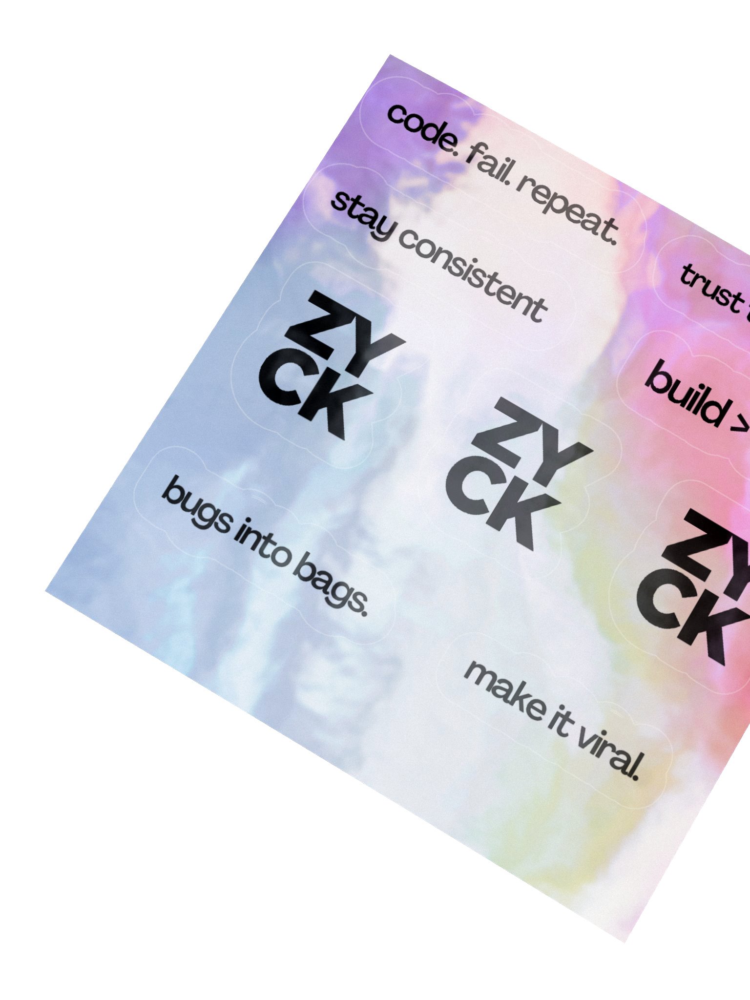 Motivating Texts & ZYCK Logo Holographic Sticker Sheet product image (4)