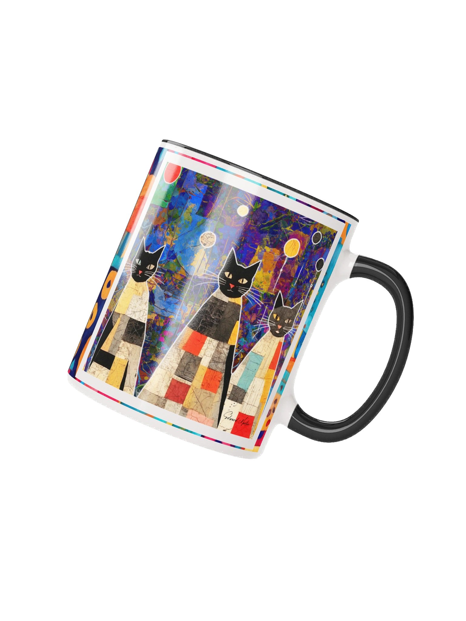 Whimsical Patchwork Cats Ceramic Mug product image (18)