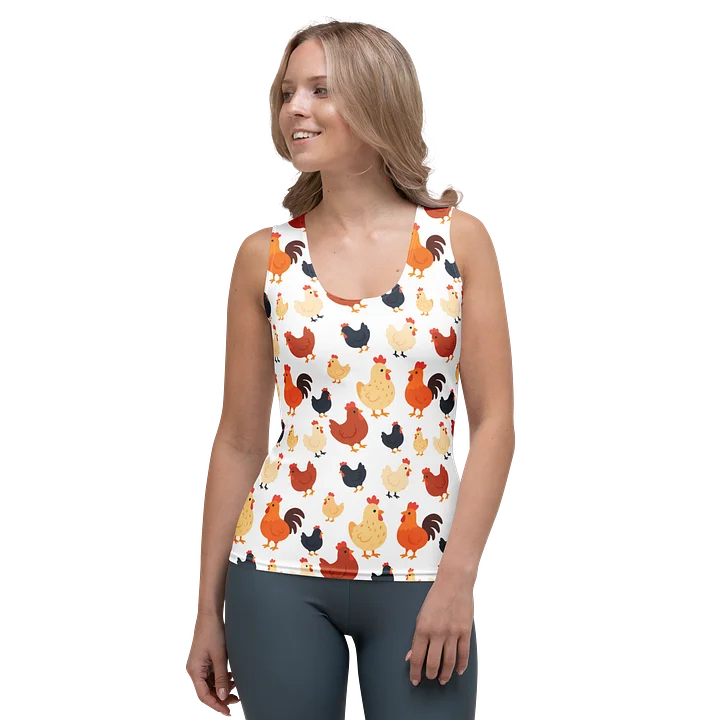 Chickens on white tank top for chicken lovers product image (1)